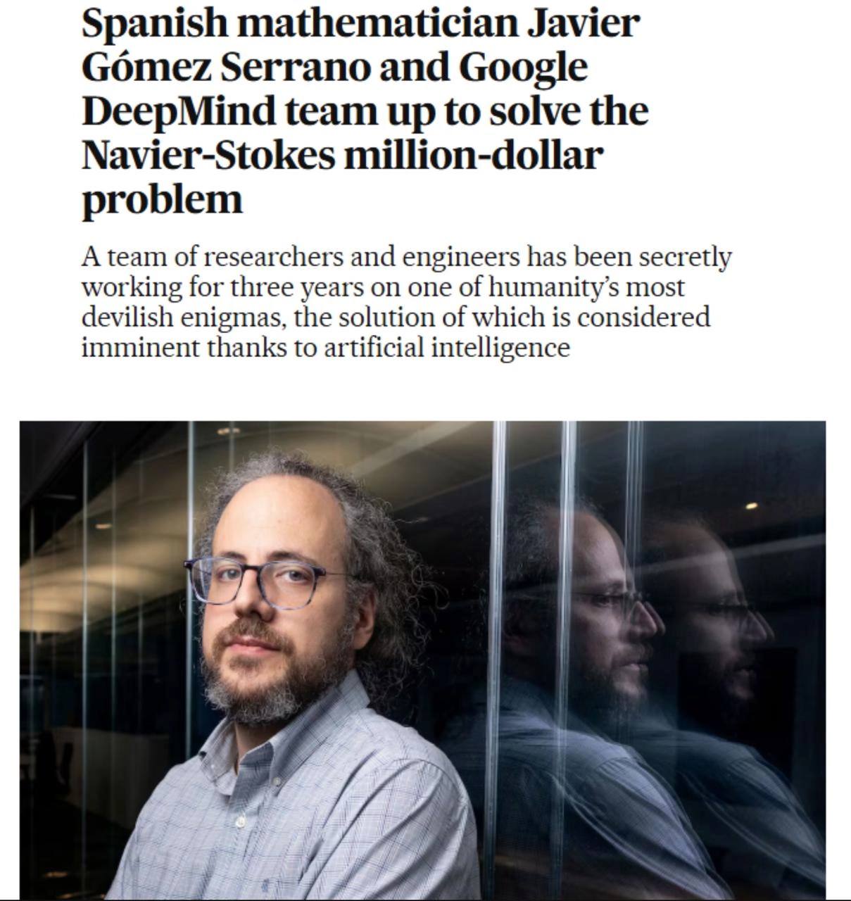 🧮 Испанский математик Хавьер Гомес Серрано и компания Google DeepMind объединились для решения задачи Навье-Стокса стоимостью в миллион долларов